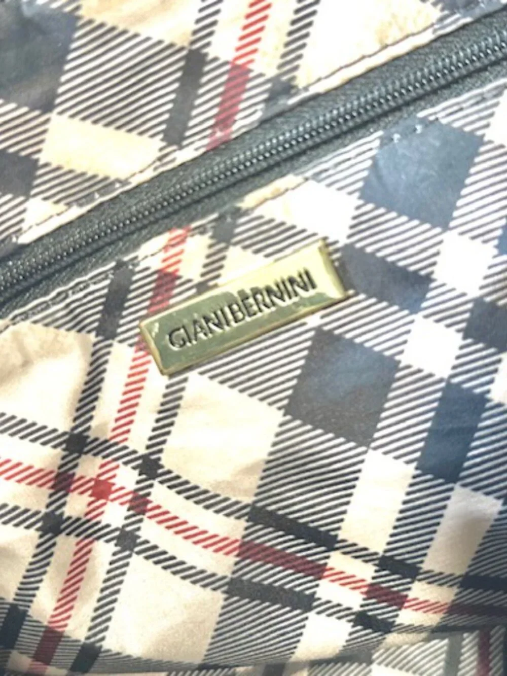 Giani Bernini Womens Leather Hobo Bag Purse Plaid Lining Black Pebble Leather - Picture 5 of 14